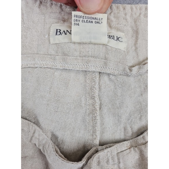 VTG Banana Republic 100% Linen Wide Leg High Waist Pants Size 12 31x28 Beige Y2K - Picture 6 of 9